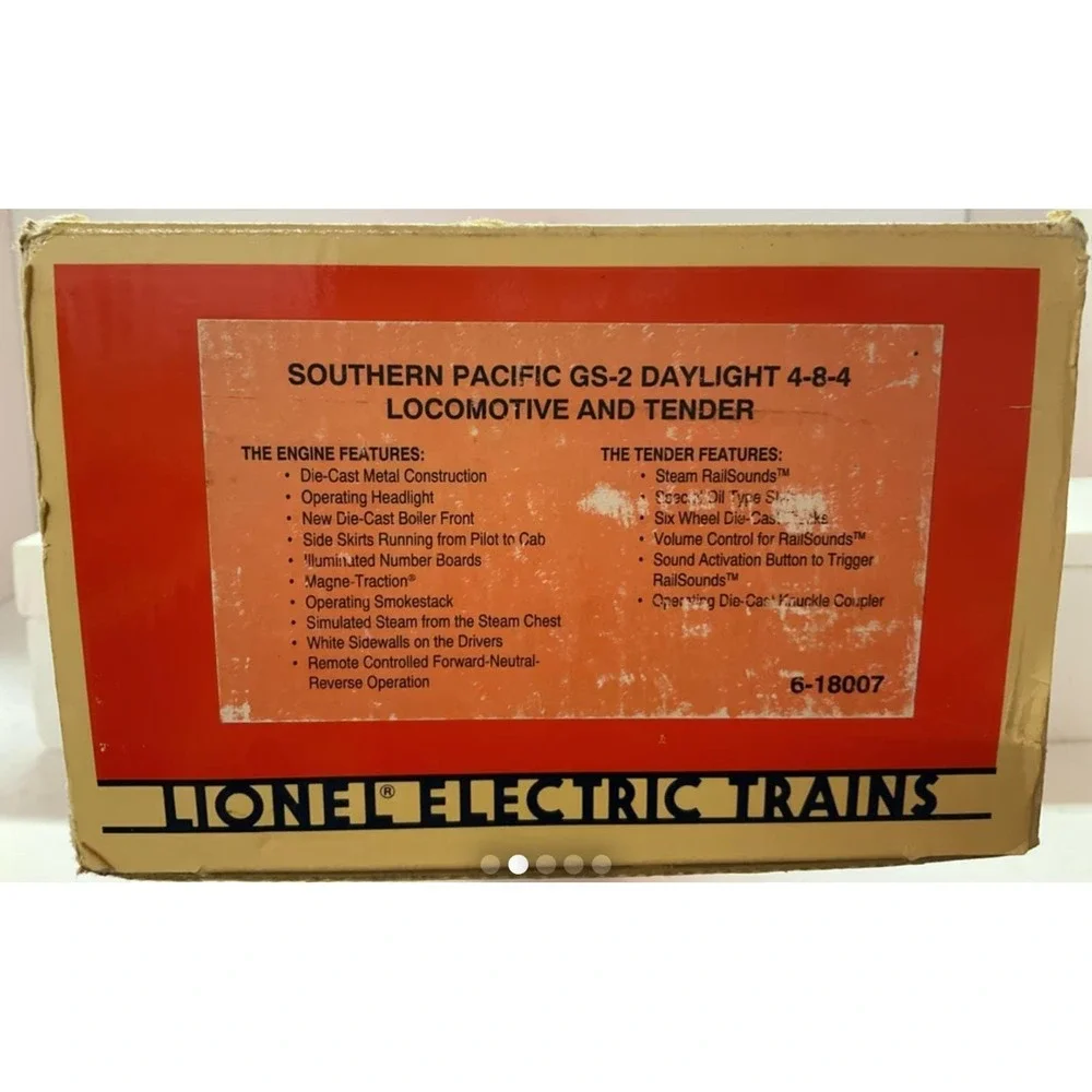 Trains Lionel Electric Southern Pacific GS-2 Daylight 4-8-4 6-18007 - NOS